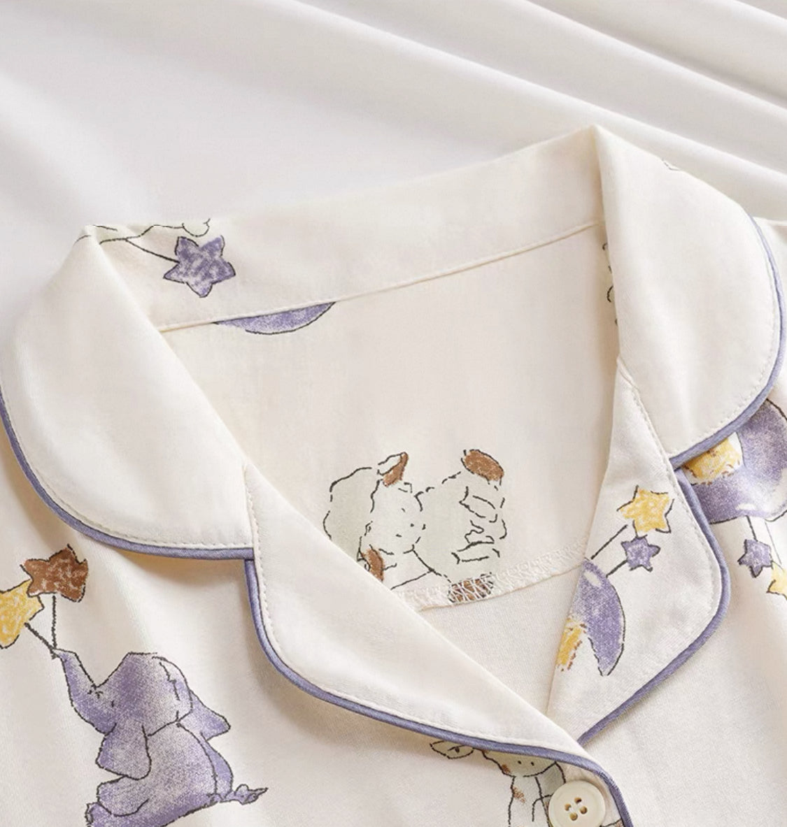Cute Cartoon Cotton Pajama Set for Women Summer Short Sleeve Loungewear Two-Piece Sleepwear Set